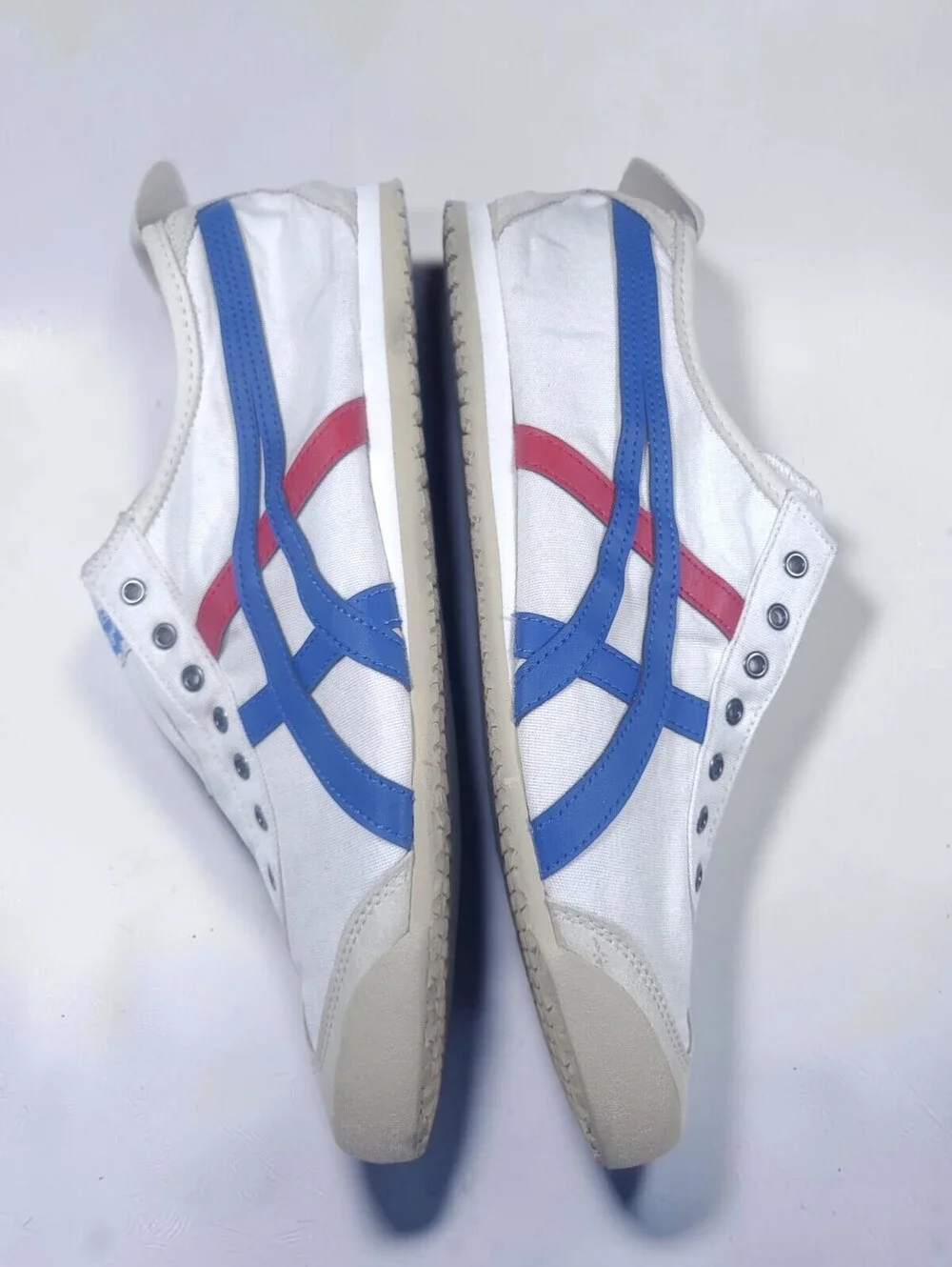 Onitsuka Tiger Mexico 66 Slip On Mens 10.5 White Blue Red Tricolor Sneakers